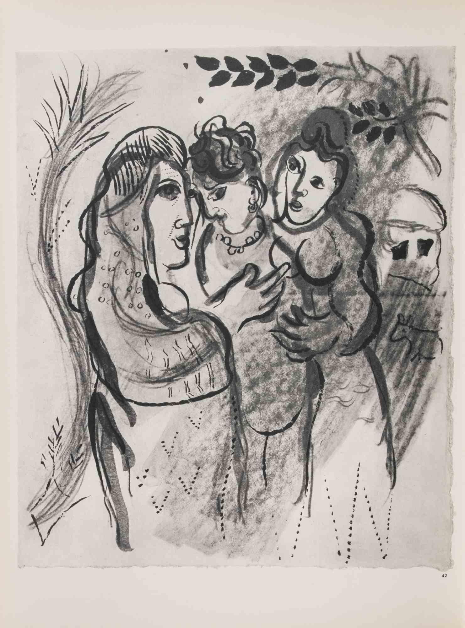 Las Tres Mujeres - Héliogravure de Marc Chagall - 1960