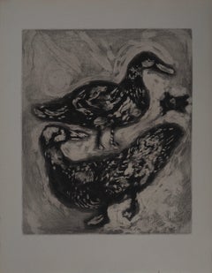 The Turtle and Two Ducks - Original etching - Ref. Sorlier #187