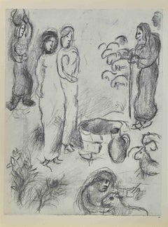 The Two Daughters of Laban - Lithograph by Marc Chagall - 1960