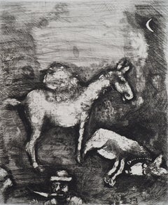 The two mules - Original etching - Ref. Sorlier #197