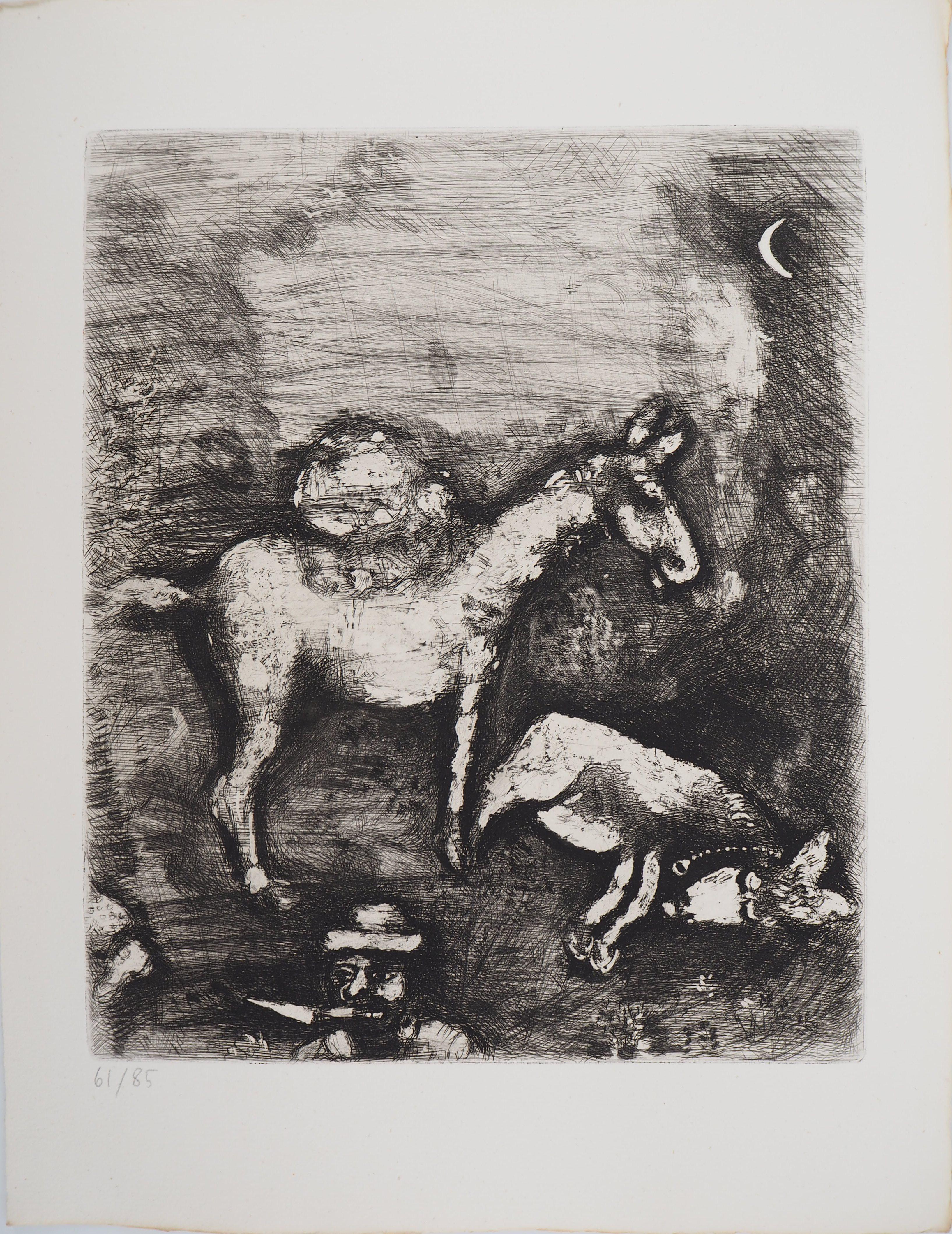 Marc Chagall Animal Print - The two mules - Original etching - Ref. Sorlier #197