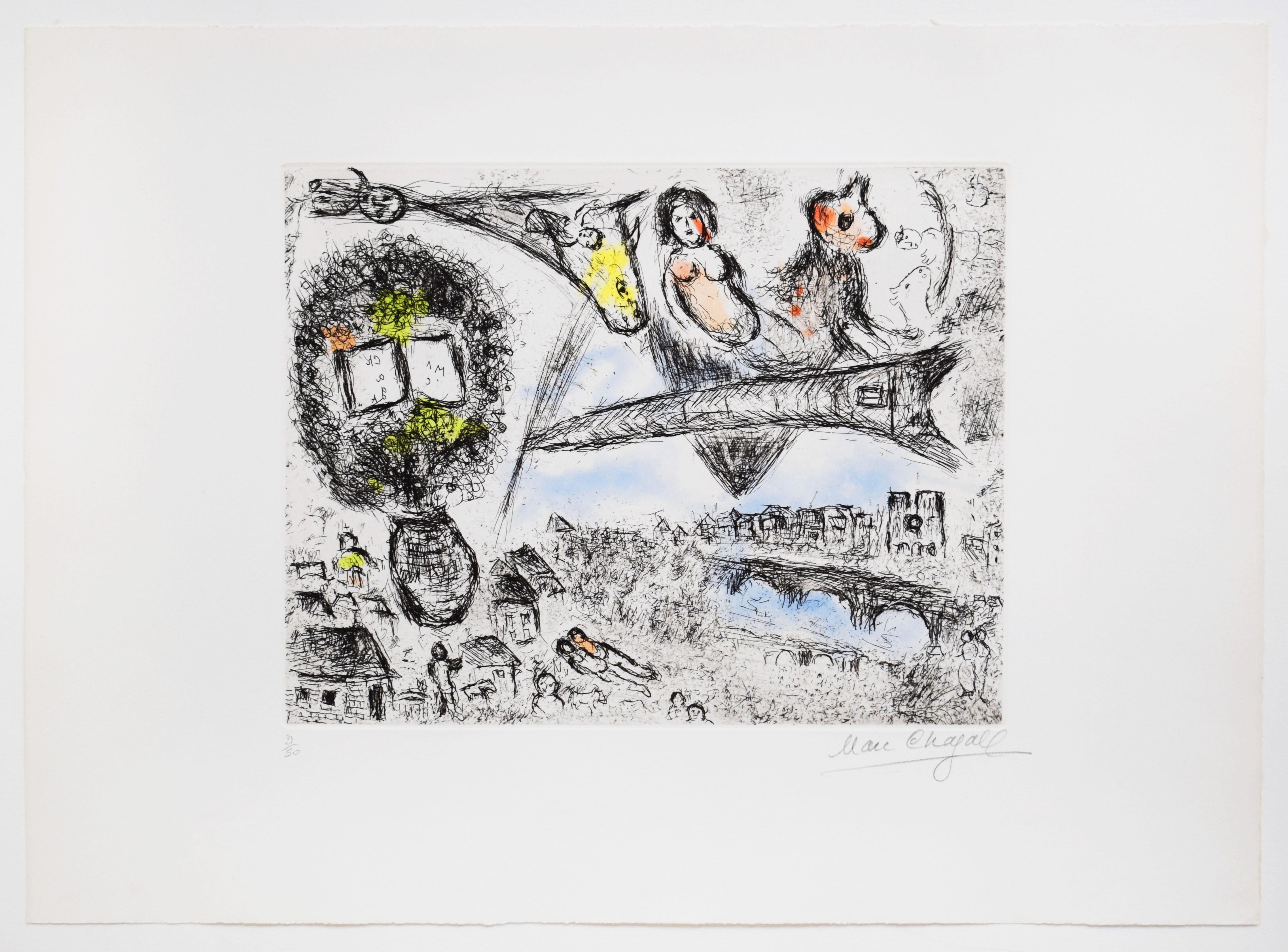 The Village and Paris, from: Dreams - French Russian Paris - Print by Marc Chagall