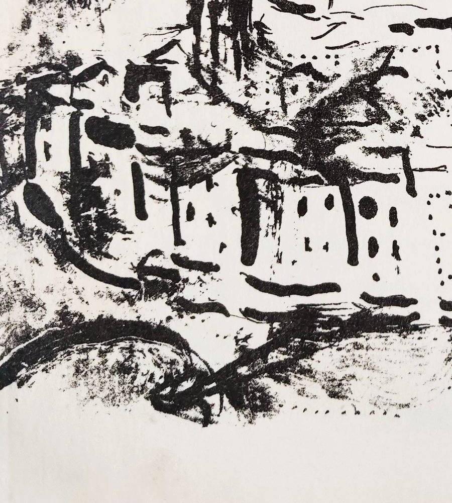 Das Dorf (Beige), Figurative Print, von Marc Chagall
