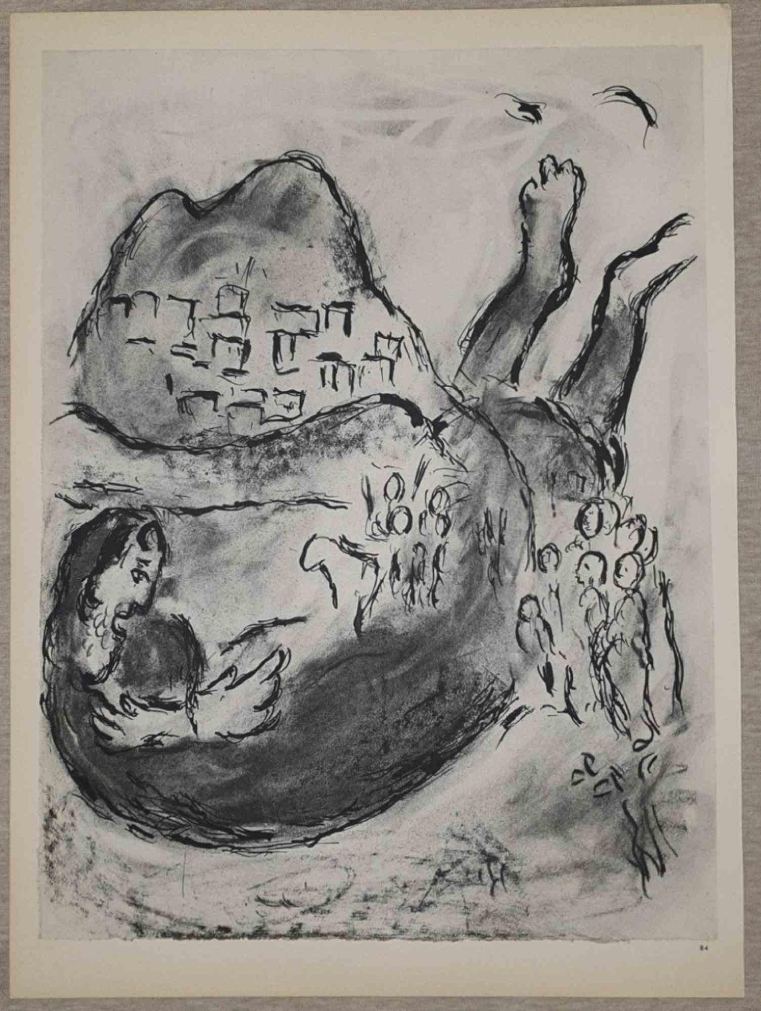  The Vision of the Prophet Obadiah - Lithograph by Marc Chagall - 1960s For Sale 1
