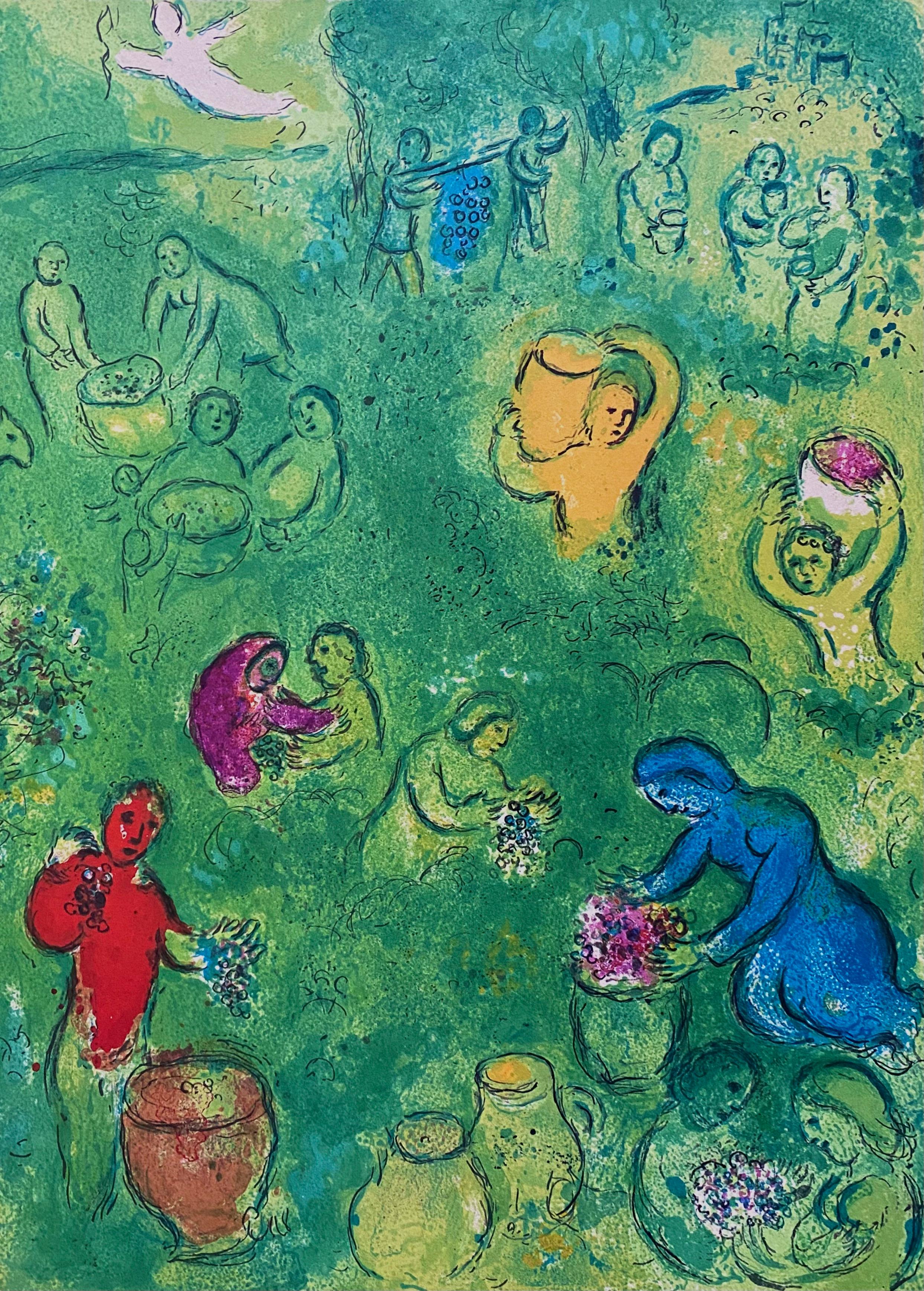 Marc Chagall Landscape Print - “The Wine Harvest, ” Daphnis et Chloé (Cramer 46)