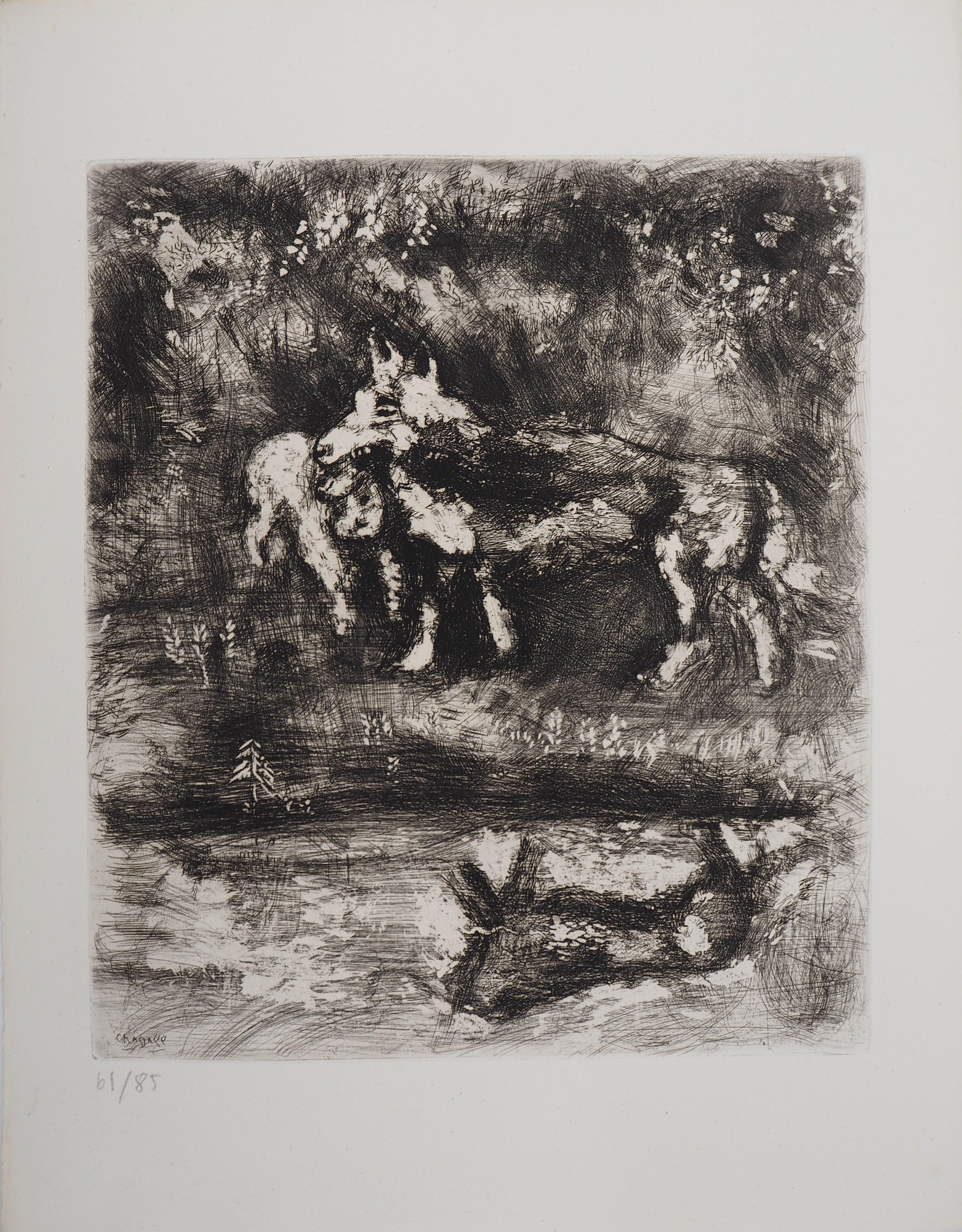 Animal Print Marc Chagall - Le loup et l'agneau - eau-forte originale, réf. Sorlier #98