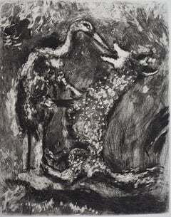 The Wolf and the Stork - Original etching - Ref. Sorlier #127