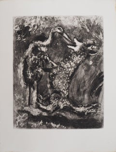 The Wolf and the Stork - Original etching - Ref. Sorlier #127