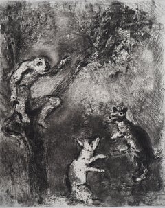 The Wolf,  Le renard et le singe - Gravure originale - Réf. Sorlier n° 107
