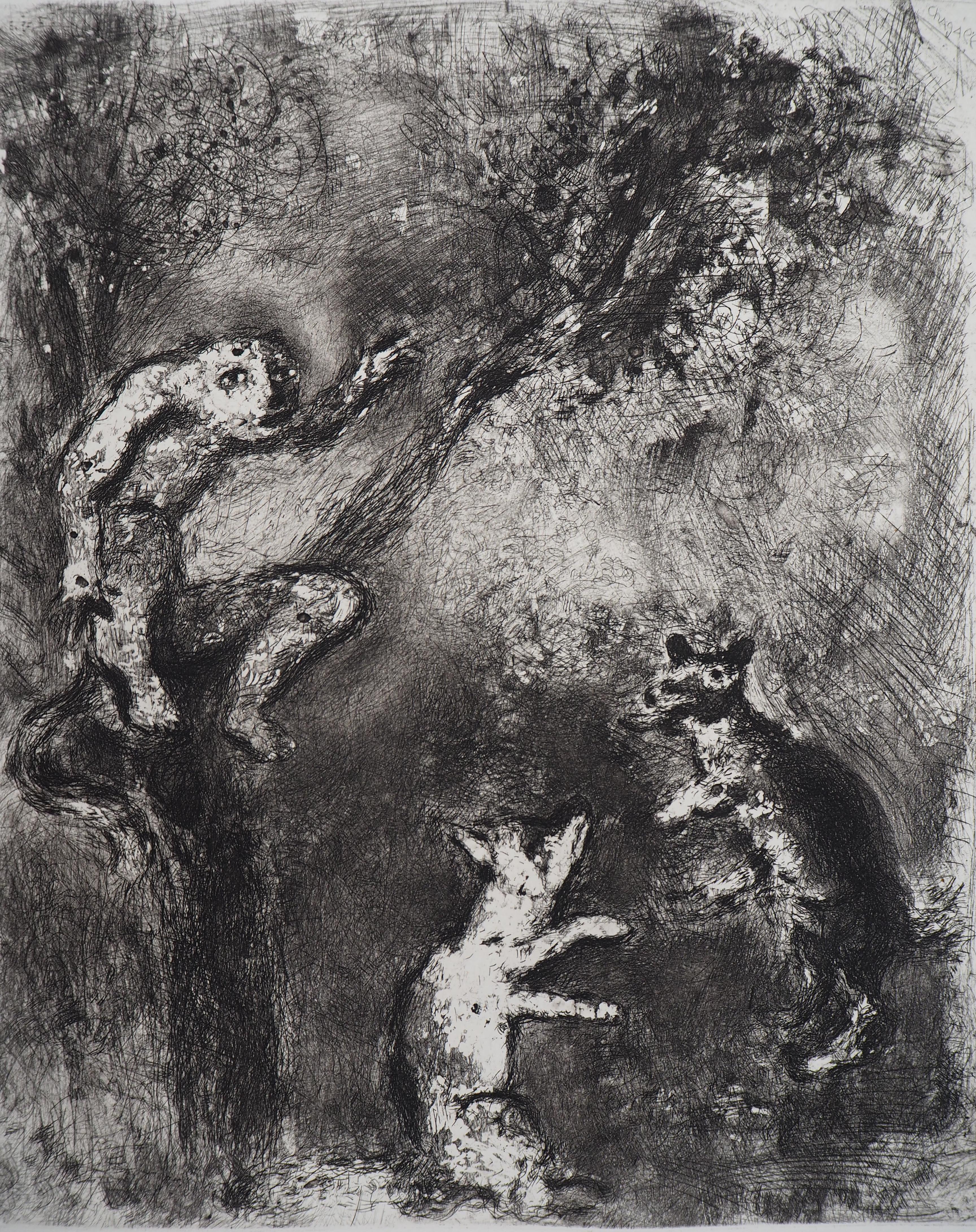 The Wolf,  The Fox and The Monkey - Original Etching - Ref. Sorlier #107 - Print by Marc Chagall