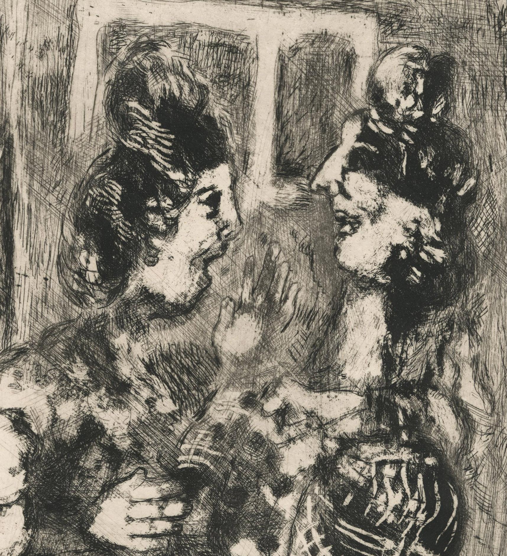 La femme et la rue - Gris Interior Print par Marc Chagall