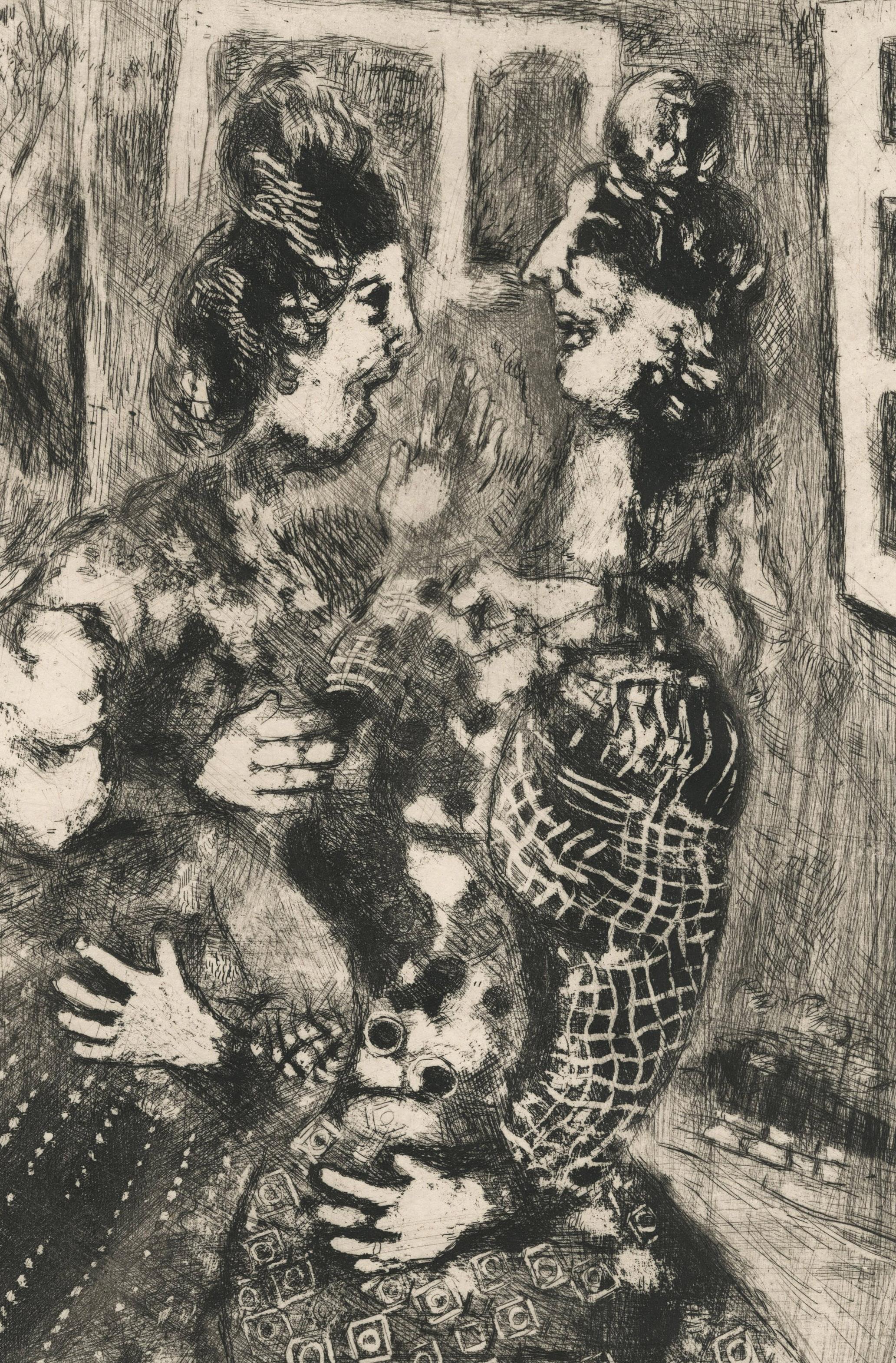 Die Frau und die Straße (Grau), Interior Print, von Marc Chagall