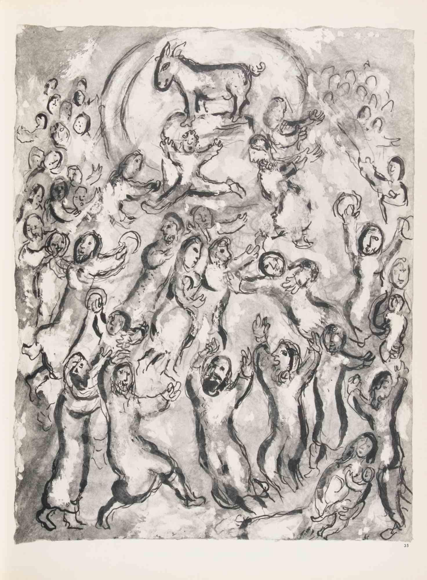 The Women's Offerings at the Tabernacle - Héliogravure by Marc Chagall - 1960 For Sale 1