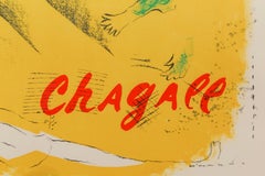 The Yellow Background, Modern Lithograph by Marc Chagall