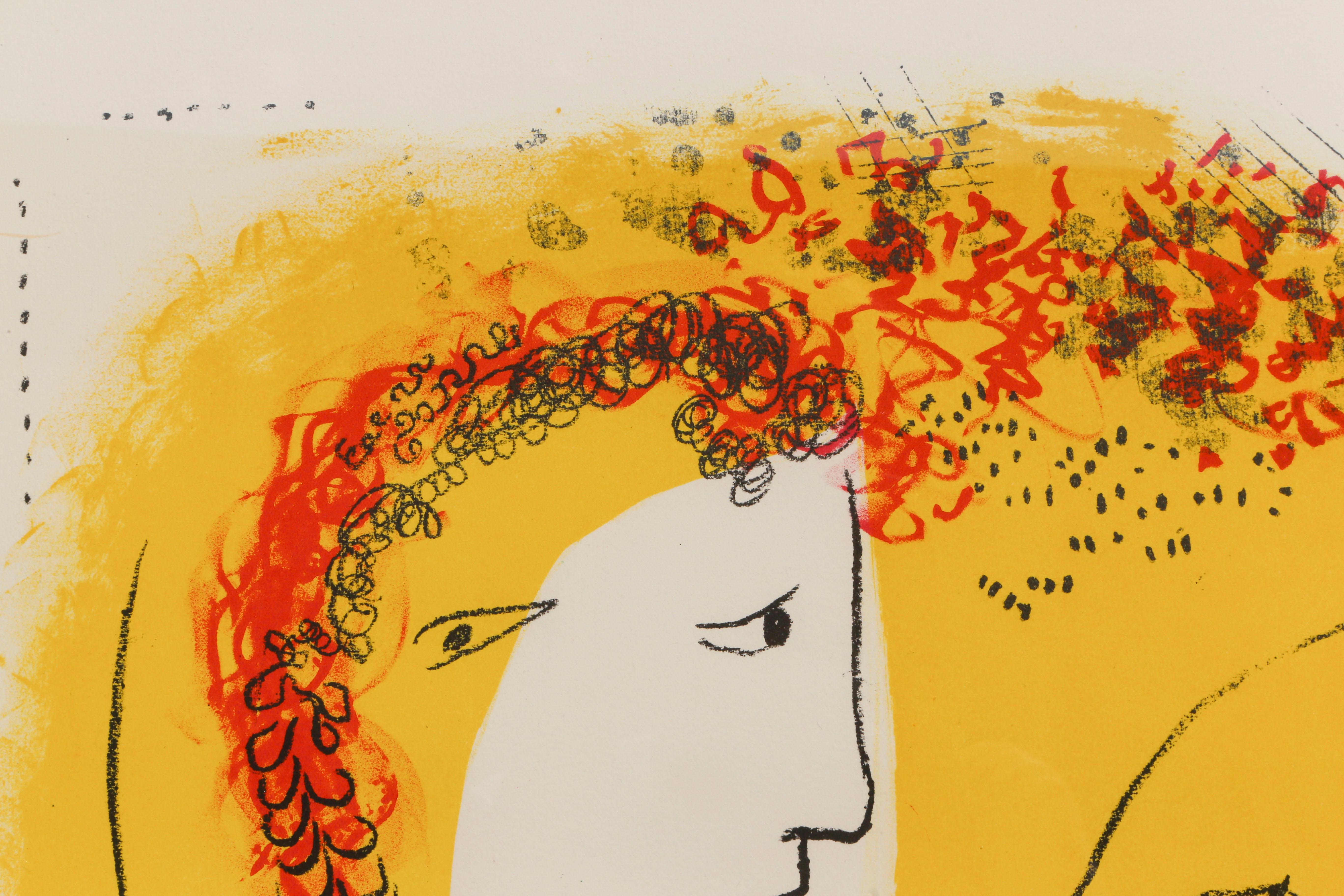 Le fond jaune, lithographie moderne de Marc Chagall 2