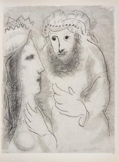 The Young Woman and the Old Man - Héliogravure by Marc Chagall - 1960