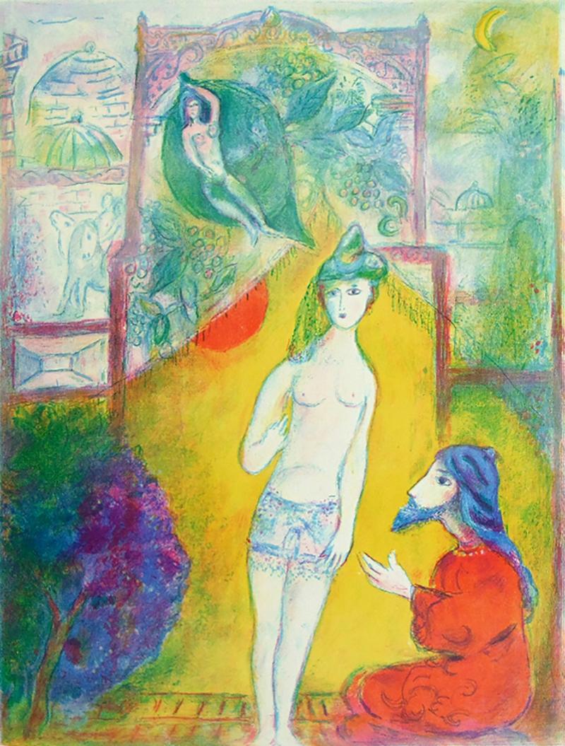 Marc Chagall Figurative Print - Then the Boy displayed to the Dervish his Bosom… Arabian Nights 
