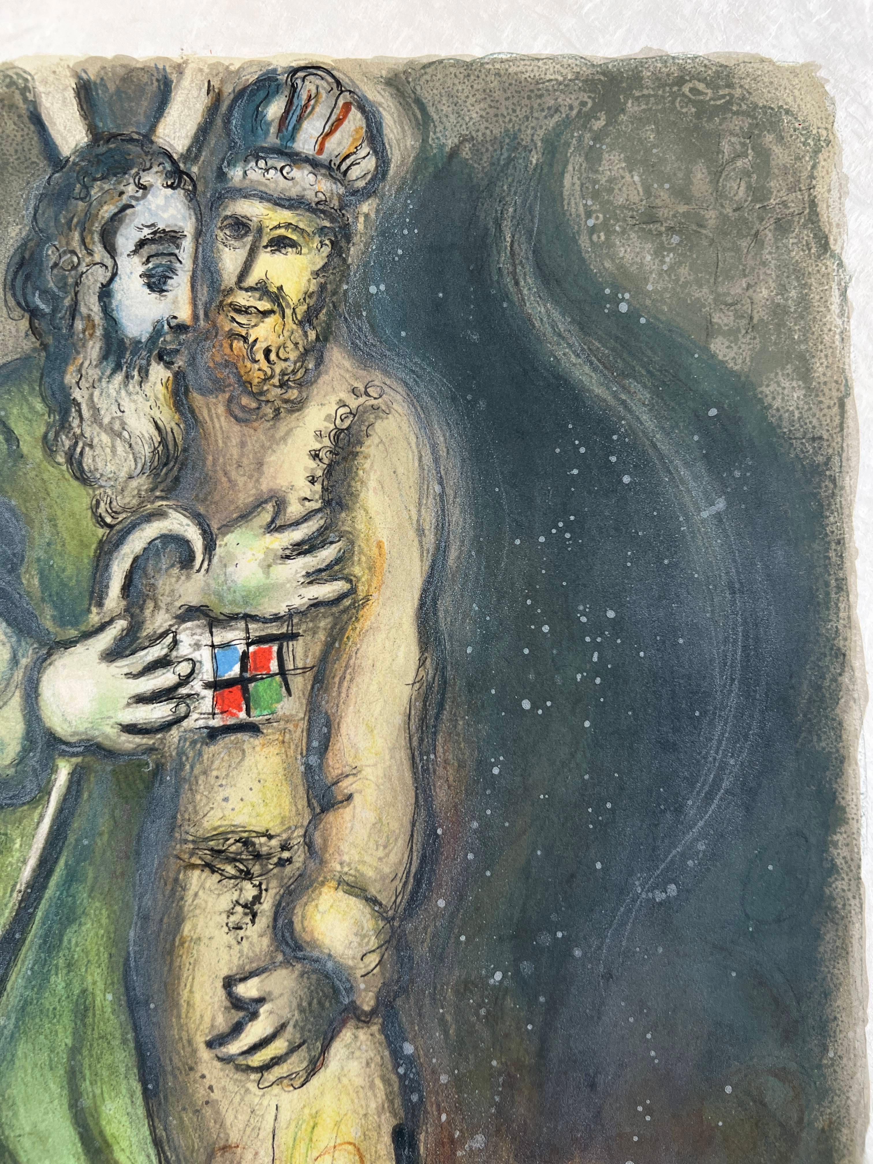 Then the Lorde sayde unto Aaron, 'Goe meete Moses... - The Exodus - Gray Print by Marc Chagall