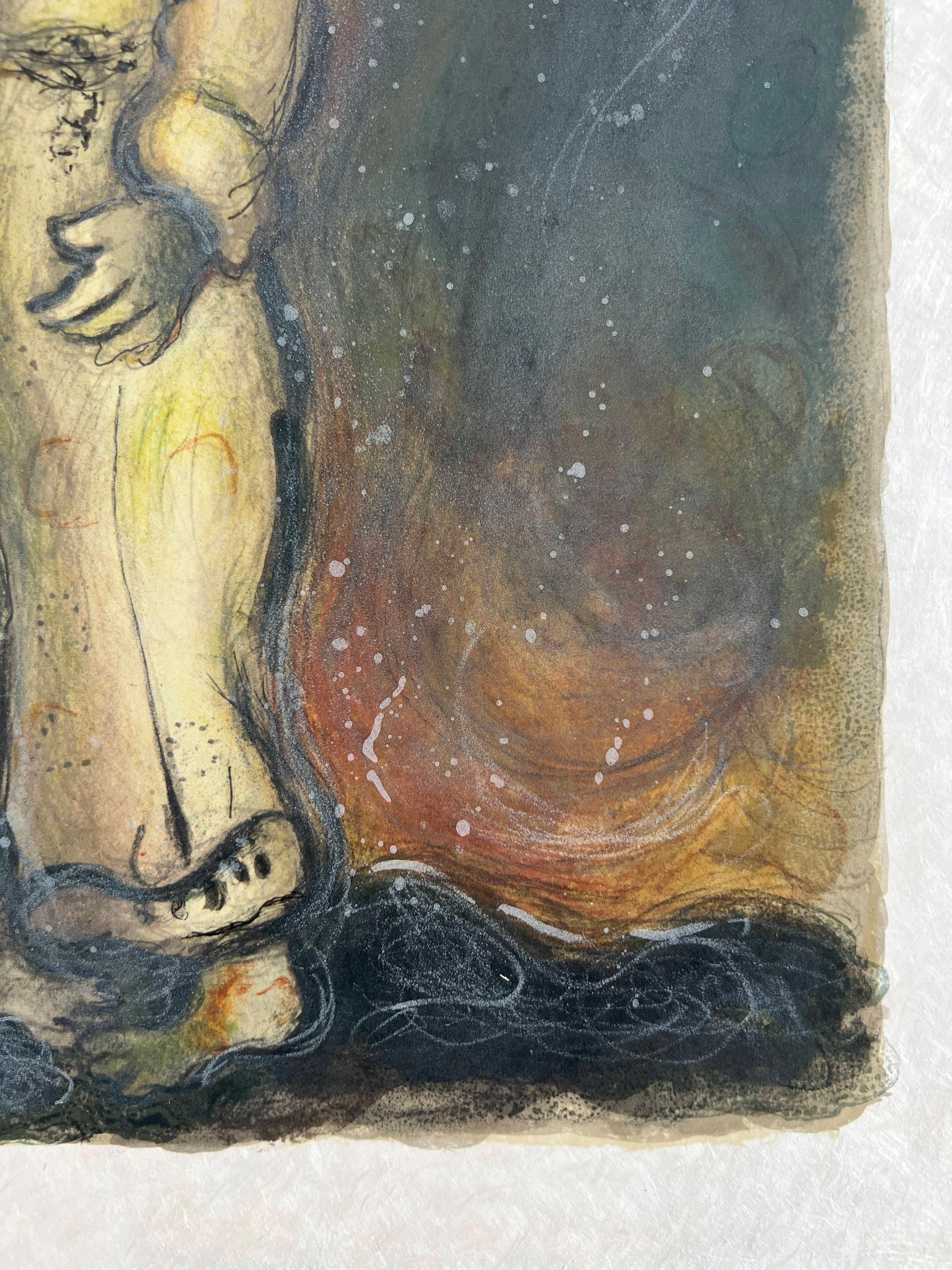 Marc Chagall (1887-1985) - Then the Lorde sayde unto Aaron, 'Goe meete Moses in the wilderness.' And he went and met him in the mount of God and kissed him

Lithograph from 1966.

The edition of 20 on Japanese paper.

Dimensions of work: 49.5 x 36