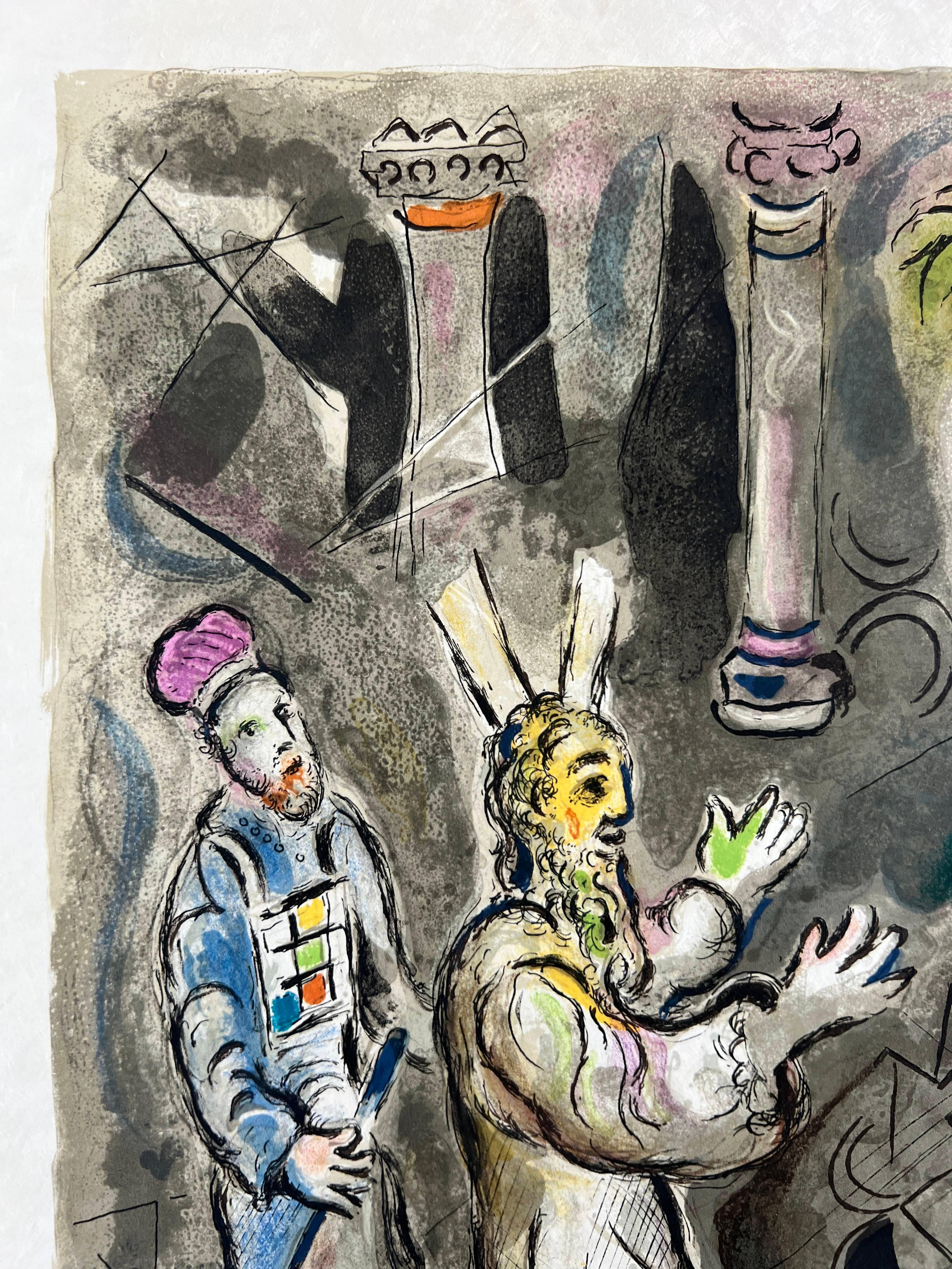 Moses and Aaron with Pharaoh - The Exodus - Symbolist Print by Marc Chagall