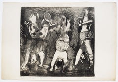 Three Acrobats - French Russian Acrobats Circus Rare Proof