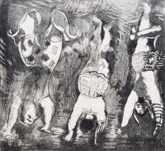 Drei Akrobaten - Französische Russische Akrobaten Zirkus Seltener Proof