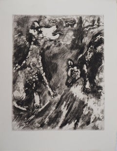 Two Dogs in the Garden - Original etching - Ref. Sorlier #109