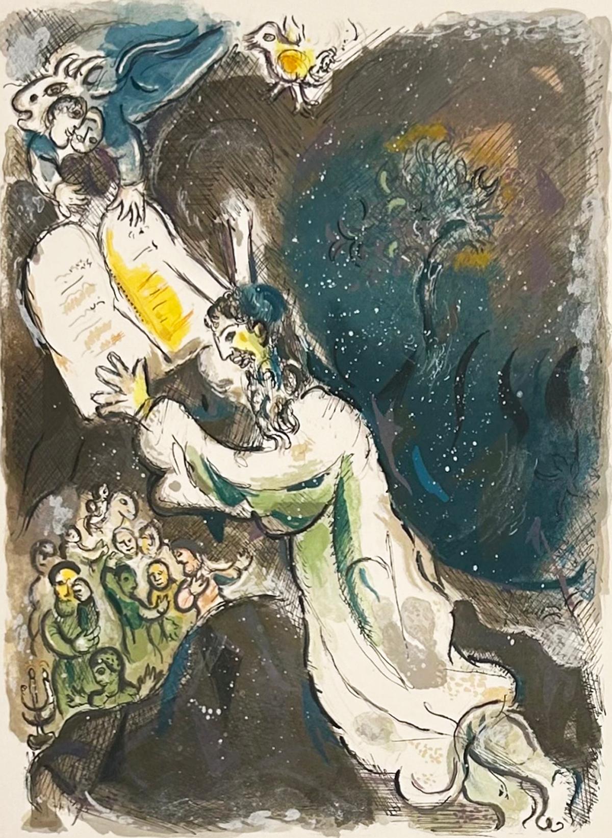 Figurative Print Marc Chagall - Deux tablettes du témoignage