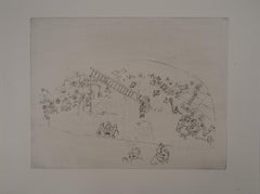 «La vida en el pueblo (en las afueras de la ciudad)» - Grabado original - Ref. Sorlier nº 50