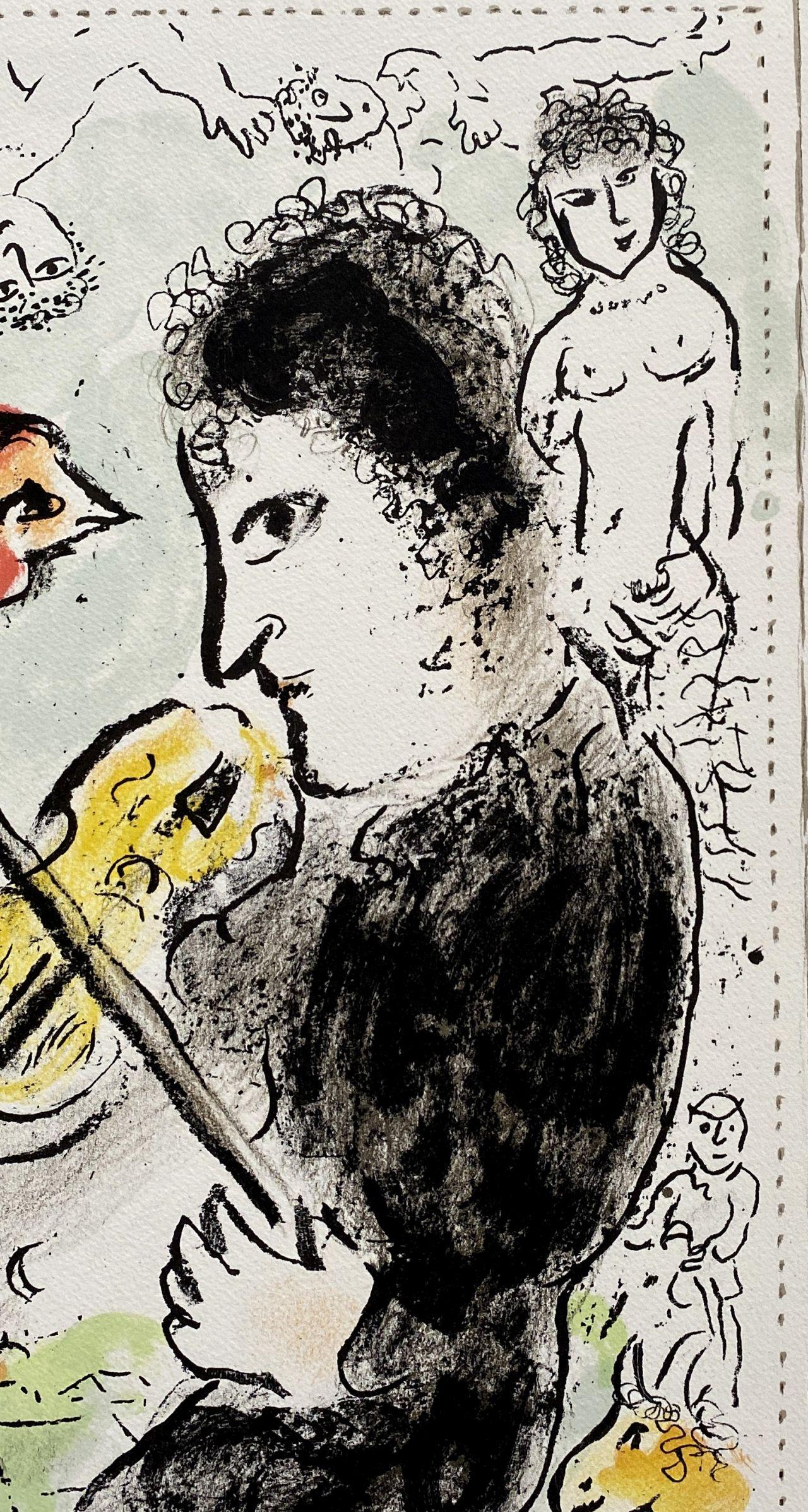 Violonist with a cock - Original lithograph Handsigned - Mourlot #1000  3