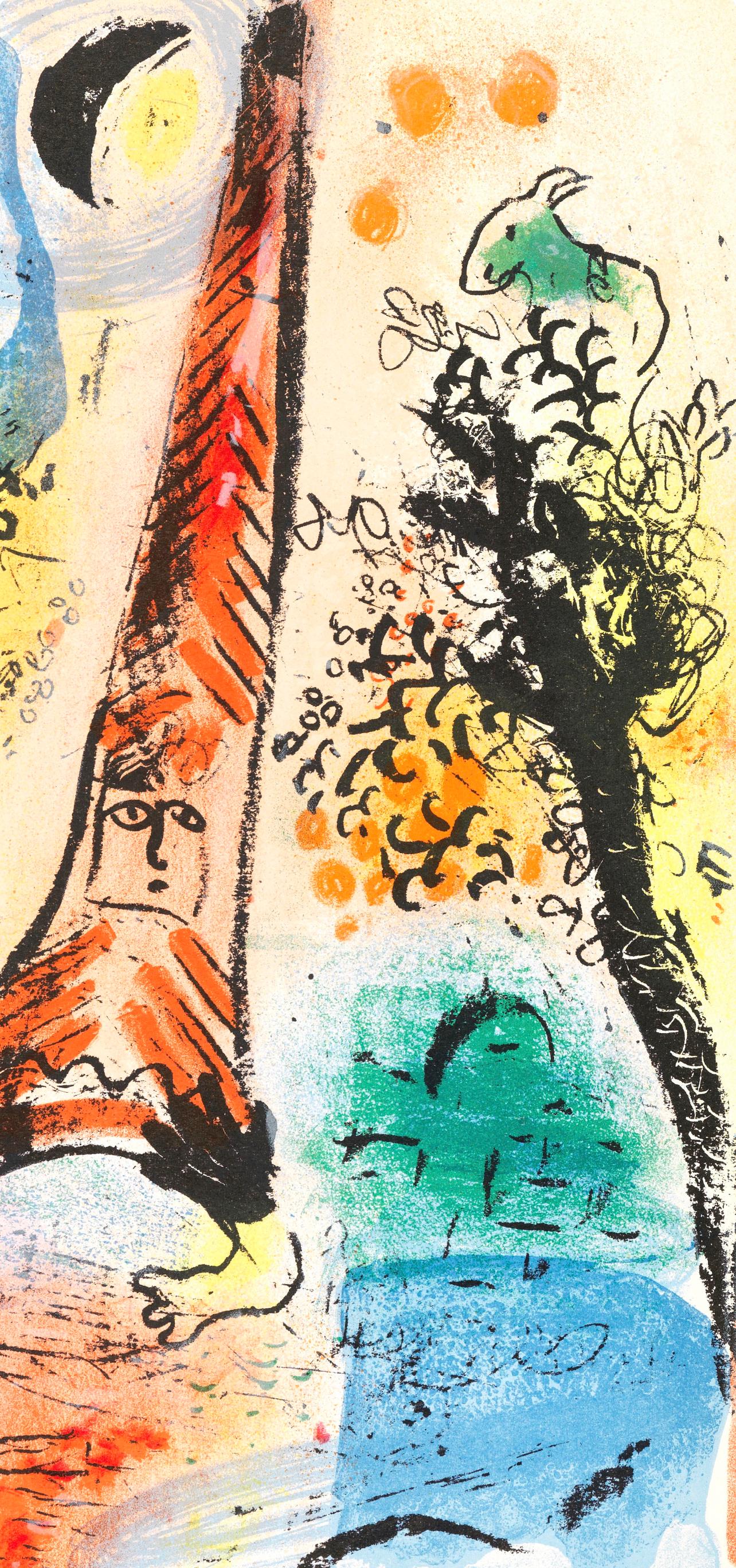 Vision de Paris (Cramer 43; Mourlot 287), The Lithographs of Chagall - Beige Landscape Print by Marc Chagall