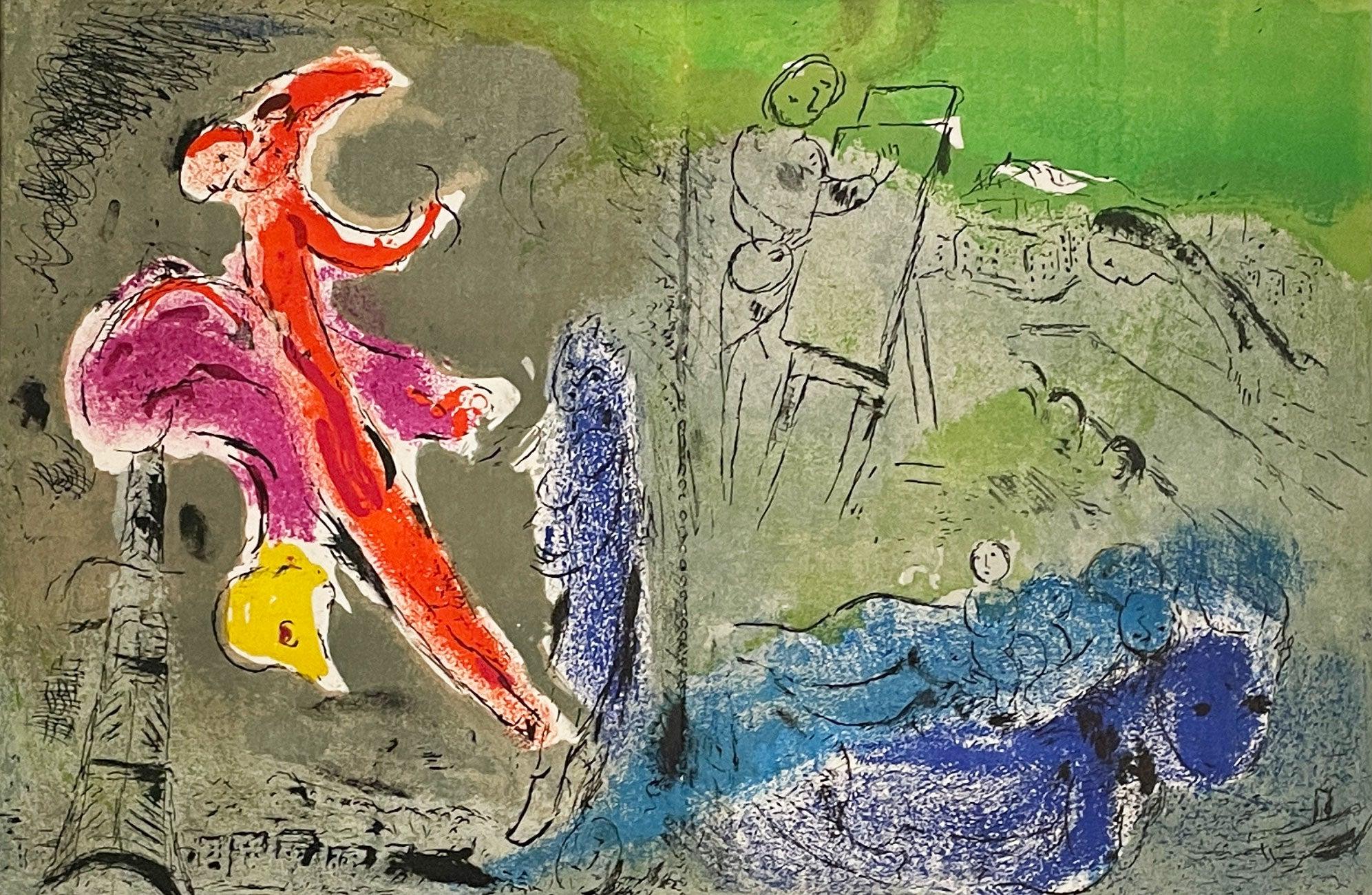 Marc Chagall Landscape Print - Vision de Paris II