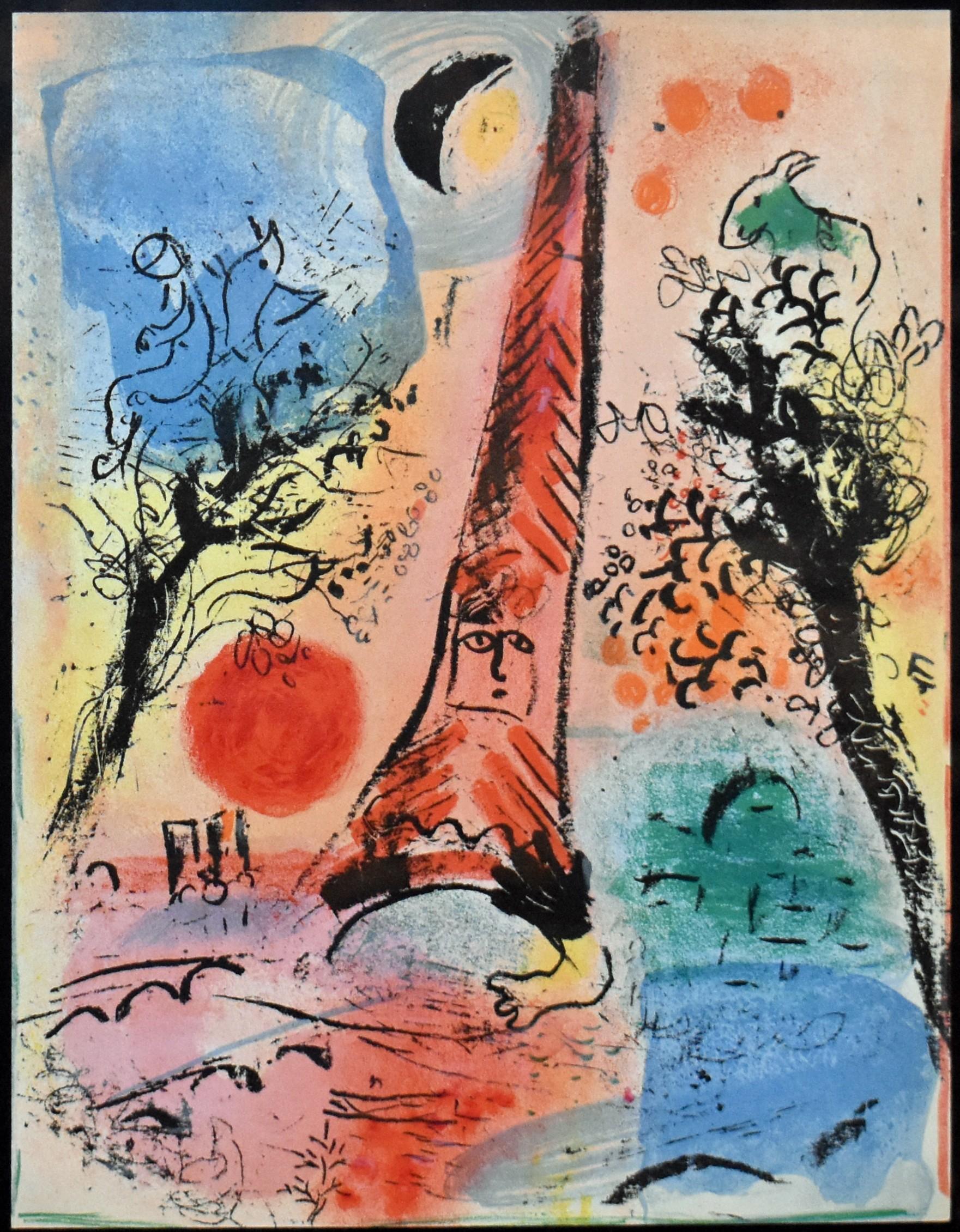 Vision of Paris - Black Landscape Print by Marc Chagall
