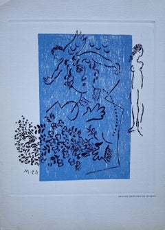 Woman and Angel - Original Etching Signed in the Plate