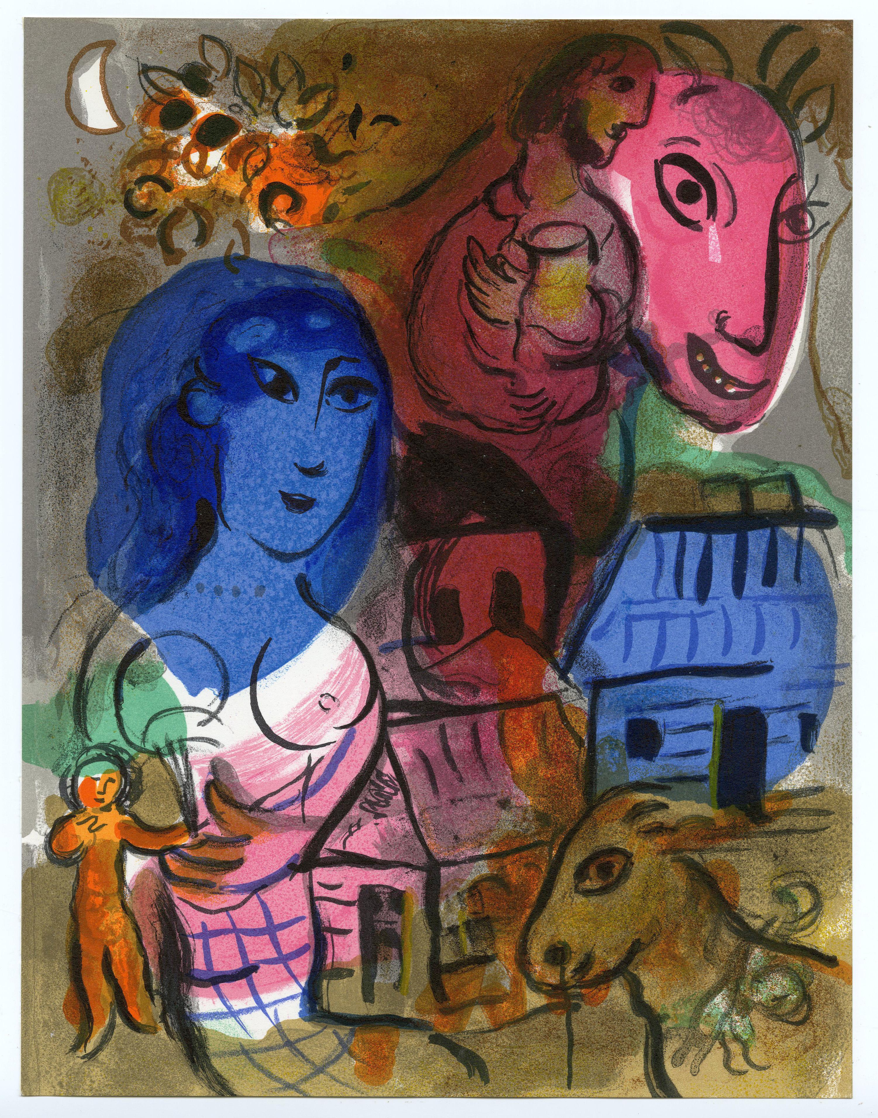 XXe Siecle-Hommage a Marc Chagall
Color lithograph, 1969
Unsigned as issued by XXe Siecle
From: XXe Siecle, Volume, Special Issue Marc Chagall
Published by G. di San Lazzaro for A. Maeght, Paris
Printed by Mourlot, Paris
Edition 12,000
Condition: