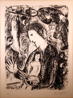Marc Chagall Self Portrait 1975 Signed Lithograph on Arches Paper 27/50 Framed