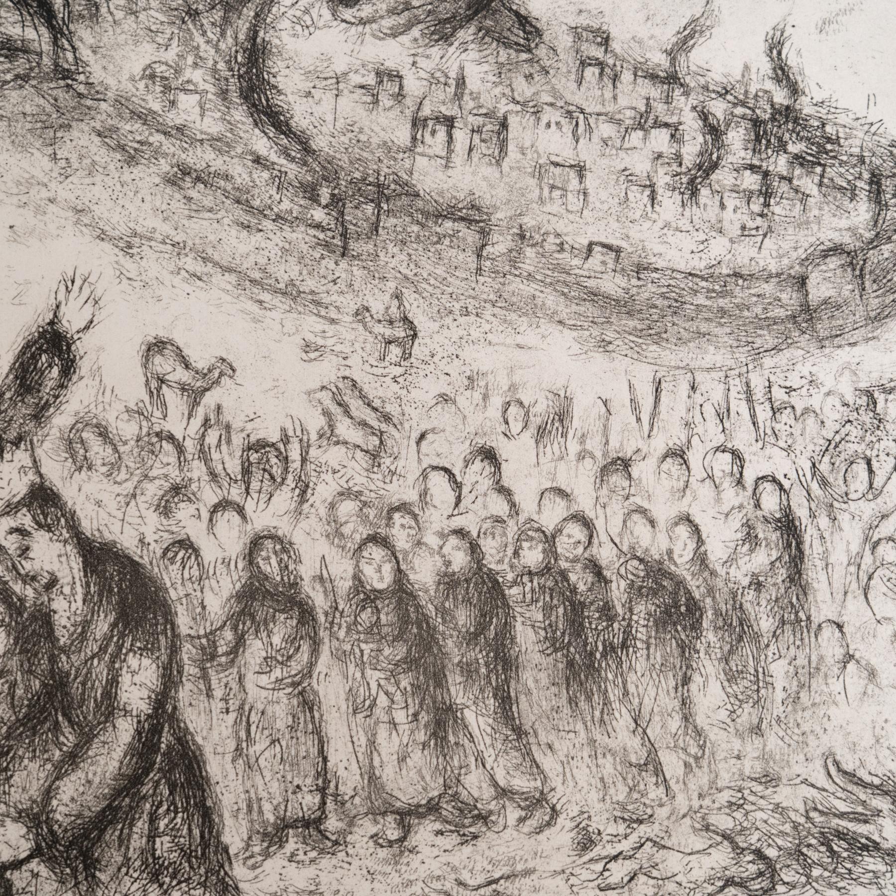 Metà XX secolo Set di 15 stampe eliografiche incorniciate della serie Bibbia del 1956 di Marc Chagall in vendita