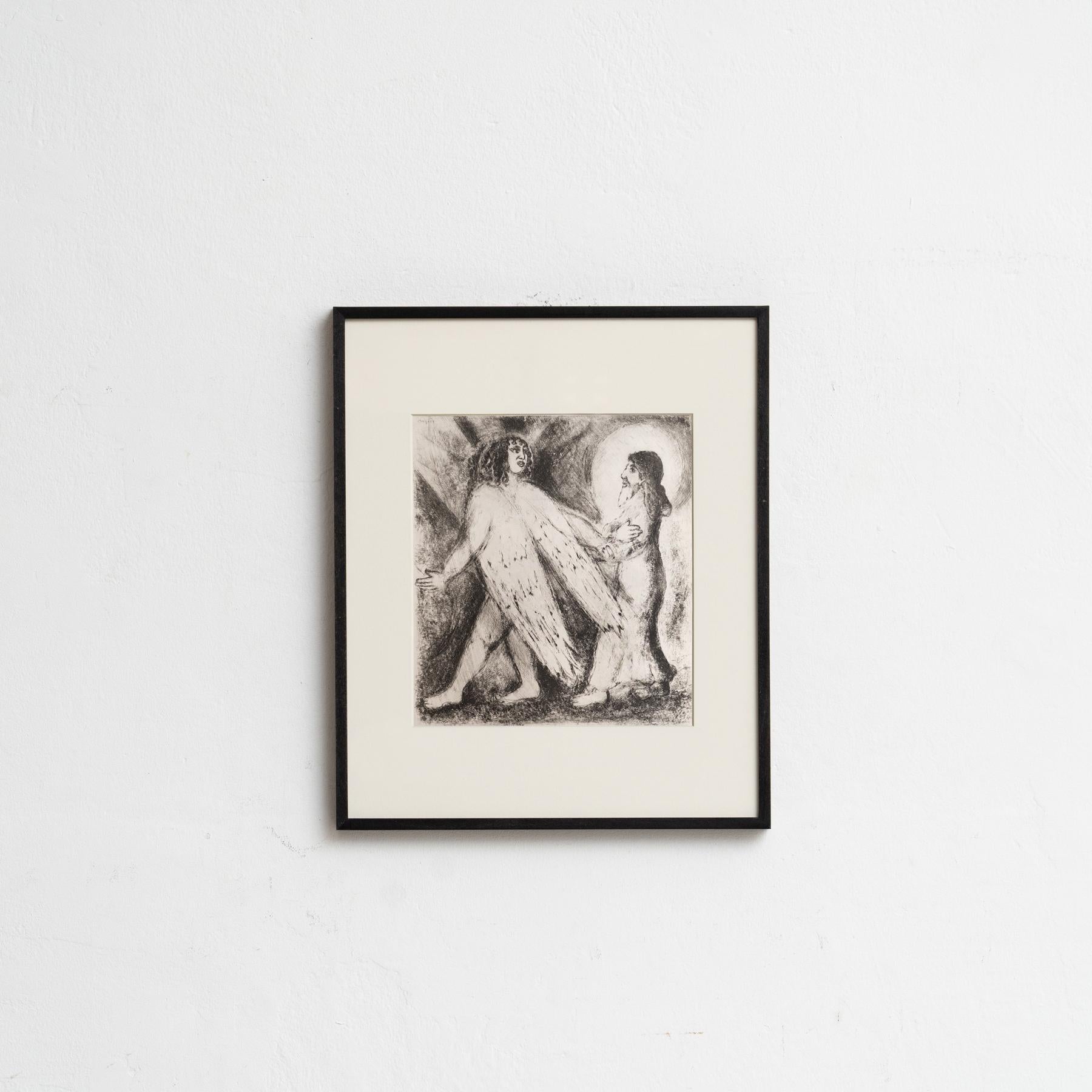 Mid-Century moderno Set di 4 stampe eliografiche incorniciate della Serie della Bibbia del 1956 di Marc Chagall in vendita