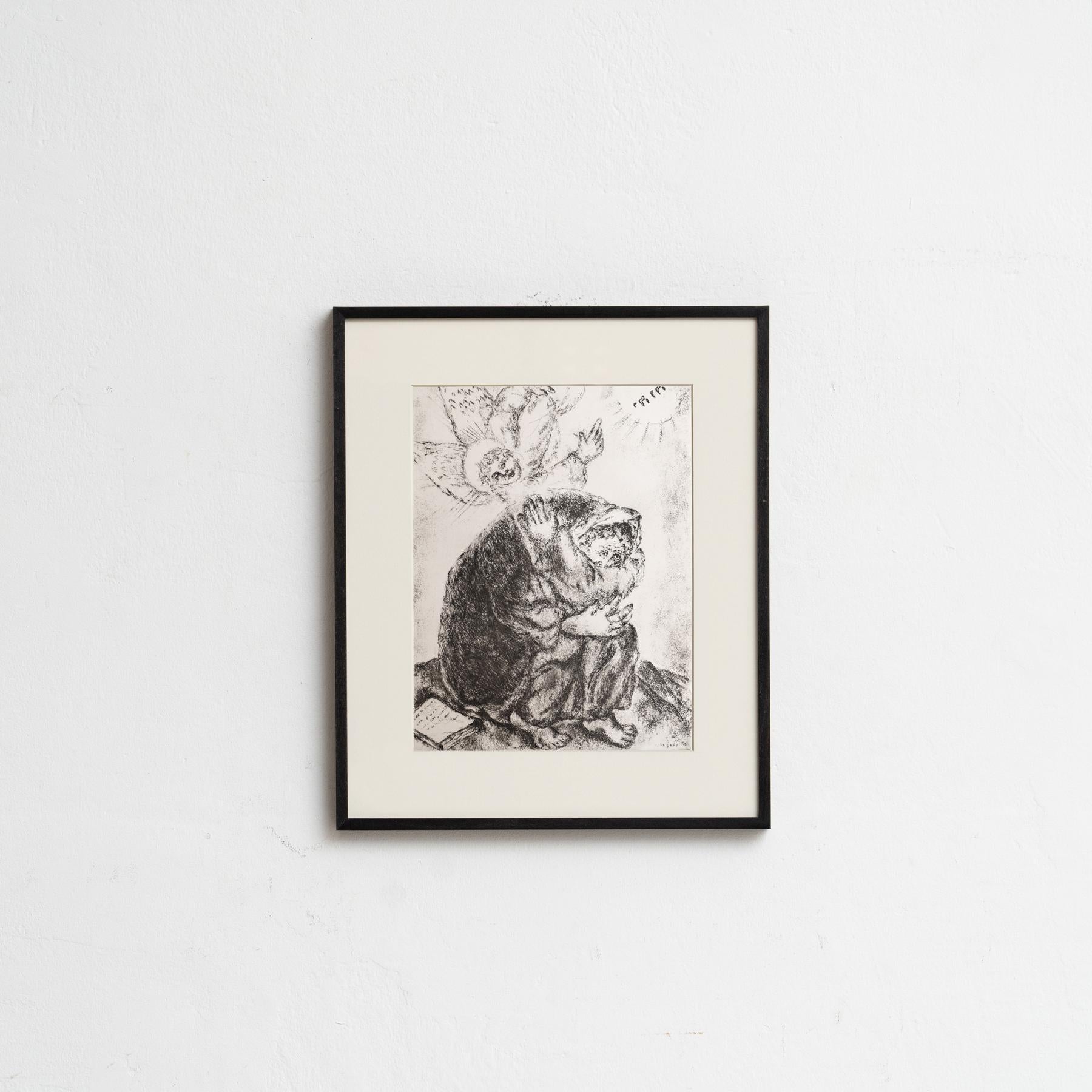Metà XX secolo Set di 4 stampe eliografiche incorniciate della Serie della Bibbia del 1956 di Marc Chagall in vendita
