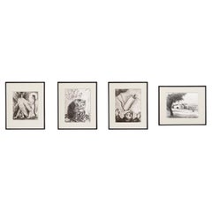 Set di 4 stampe eliografiche incorniciate della Serie della Bibbia del 1956 di Marc Chagall