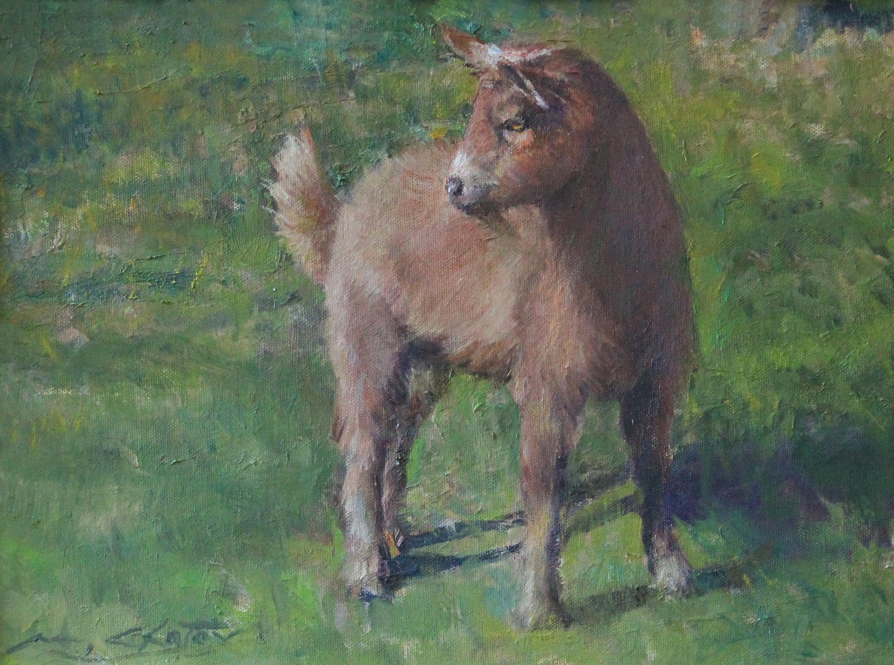 Marc Chatov Still-Life Painting - "Cocoa" - Contemporary Realism - Goat - Manet