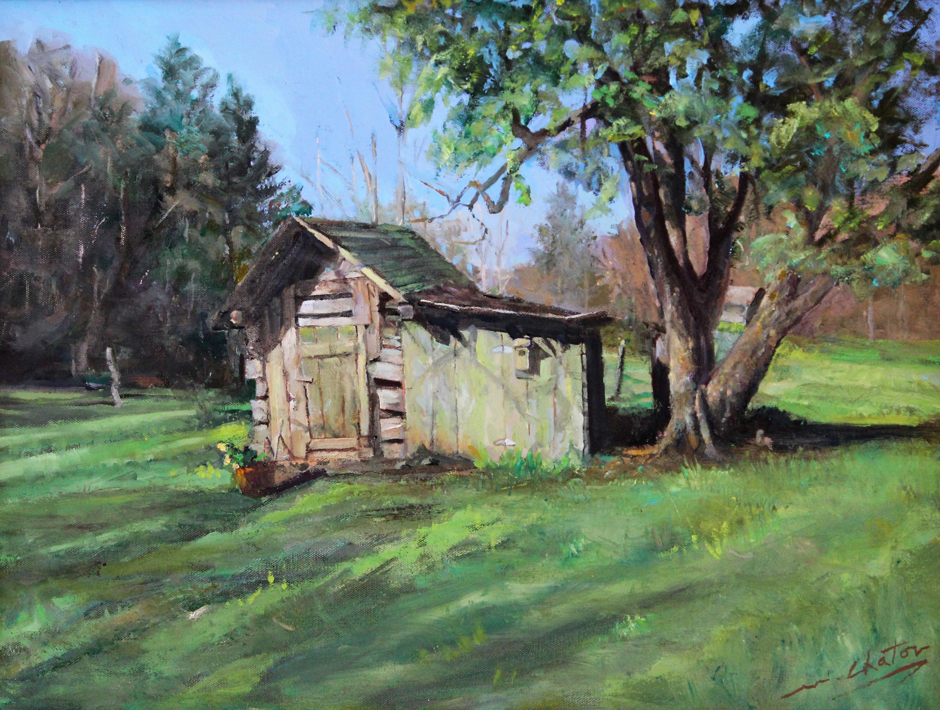 Marc Chatov Still-Life Painting - "Grandpa's Tool Shed" - Contemporary Realism - Landscape - Manet