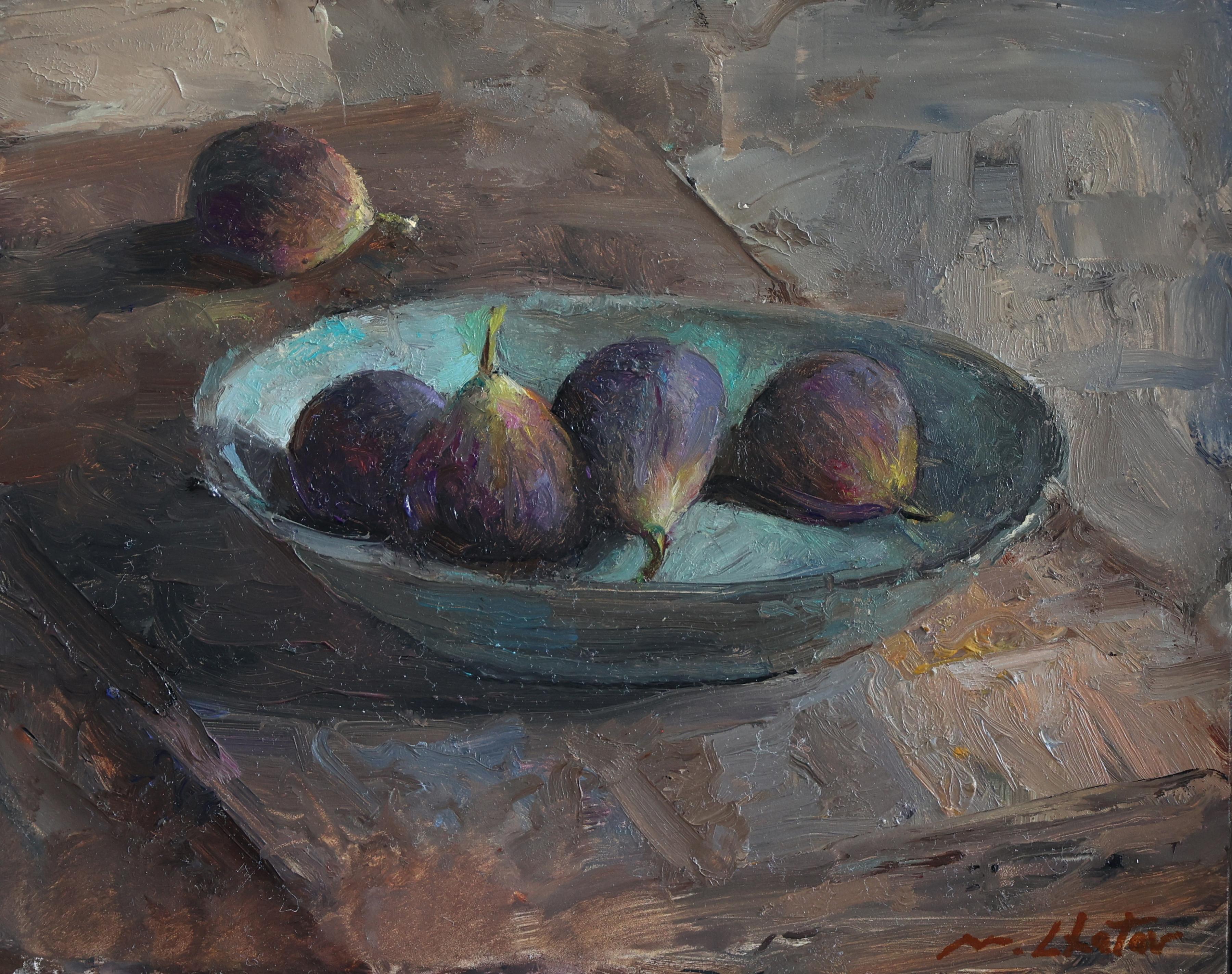 Marc Chatov Still-Life Painting - 'Interloper' - Contemporary Realism - Still Life - Fruit - Figs