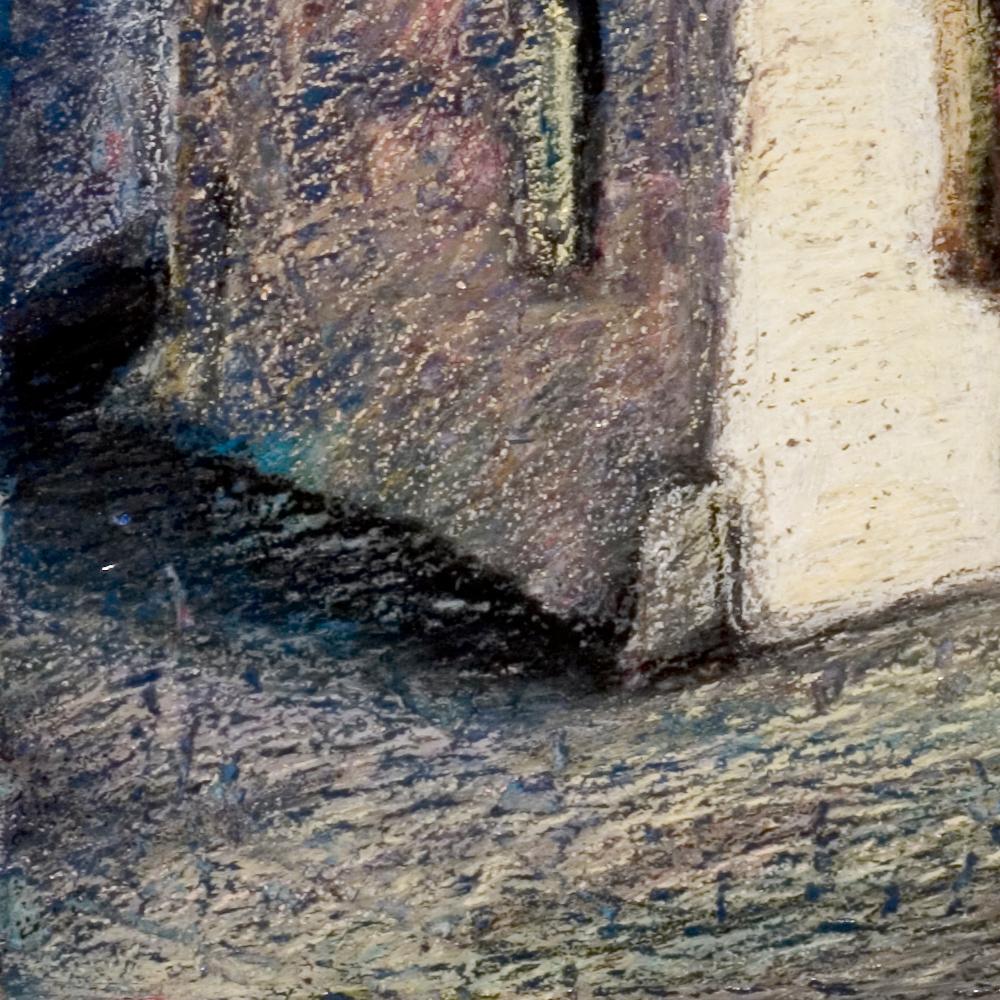 Halbämmertes, französisches Haus mit Schieferbaldachin-Ölpastell (Impressionismus), Painting, von Marc Chaubaron