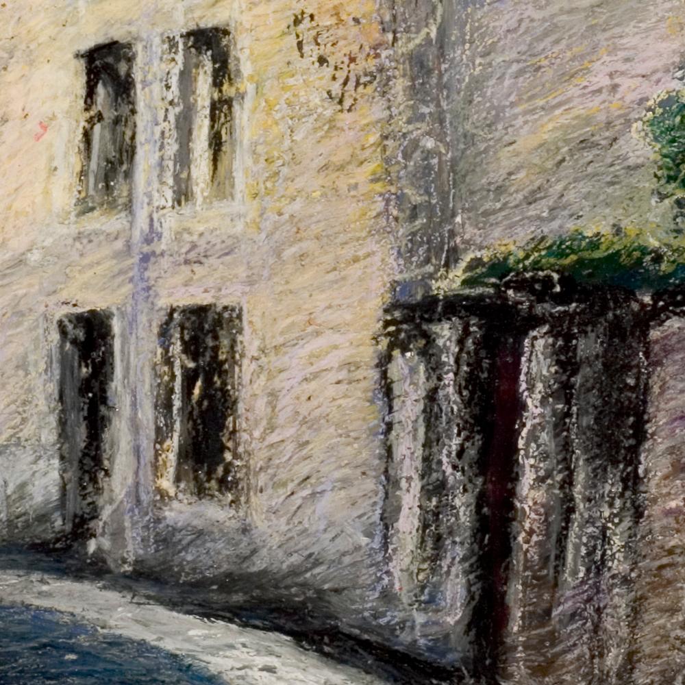 This artwork is part of a series of oil pastels from Marc Chaubaron, who aimed to keep a record of the old Saint-Goustan French port.

The artist used a homemade mixture of oil pastel and other ingredients. The painting is textured with small