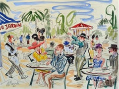 Figuratives Gemälde „Bar Du Jardin“ von Marc Clauzade