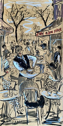 Cafe D'en Face - Figurative Malerei von Marc Clauzade