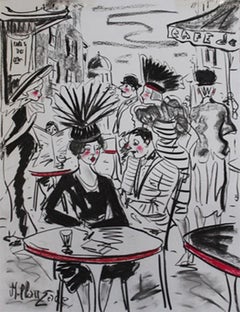 Cafe Des Artistes - Peinture figurative de Marc Clauzade