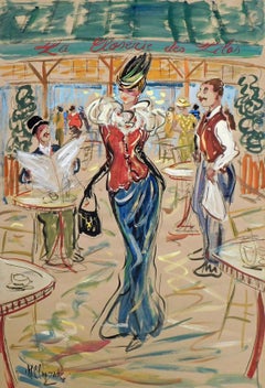 La Femme A La Closerie Des Lilas - Figurative Painting by Marc Clauzade