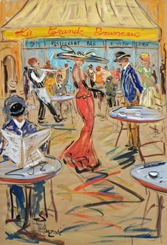 La Grand Brasserie - Figurative Painting by Marc Clauzade